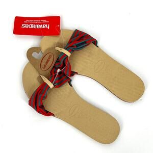 Havaianas Brazil St. Tropez Green Red Striped Sandals NEW Size U.S. Size 11/12